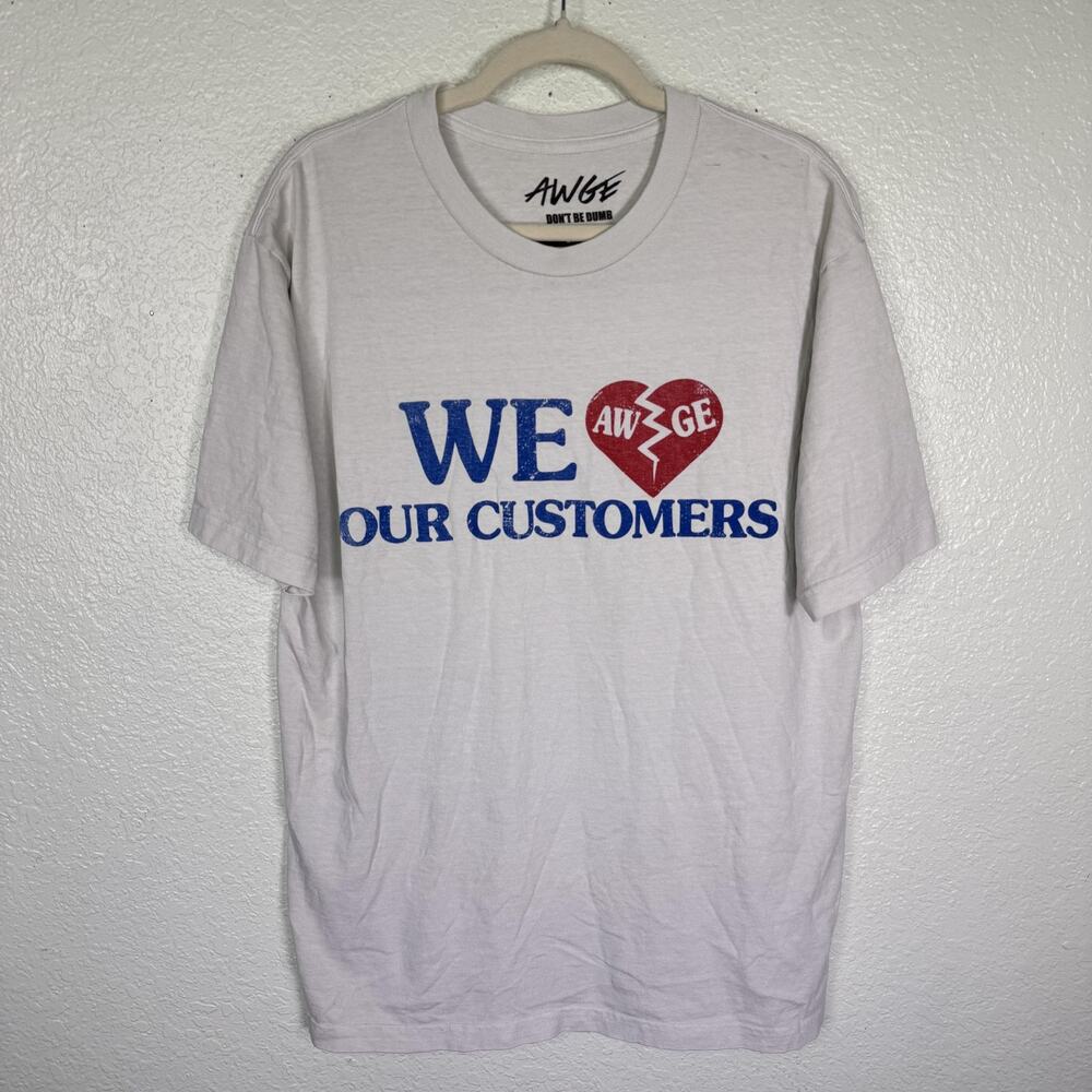 AWGE Shirt Mens Large We Love Our Customers Heart Tee Streetwear ASAP Rocky